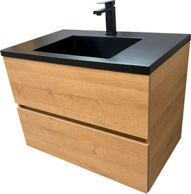 Дървесен шкаф за баня черен мат мивка Torino 80 Corbridge Black